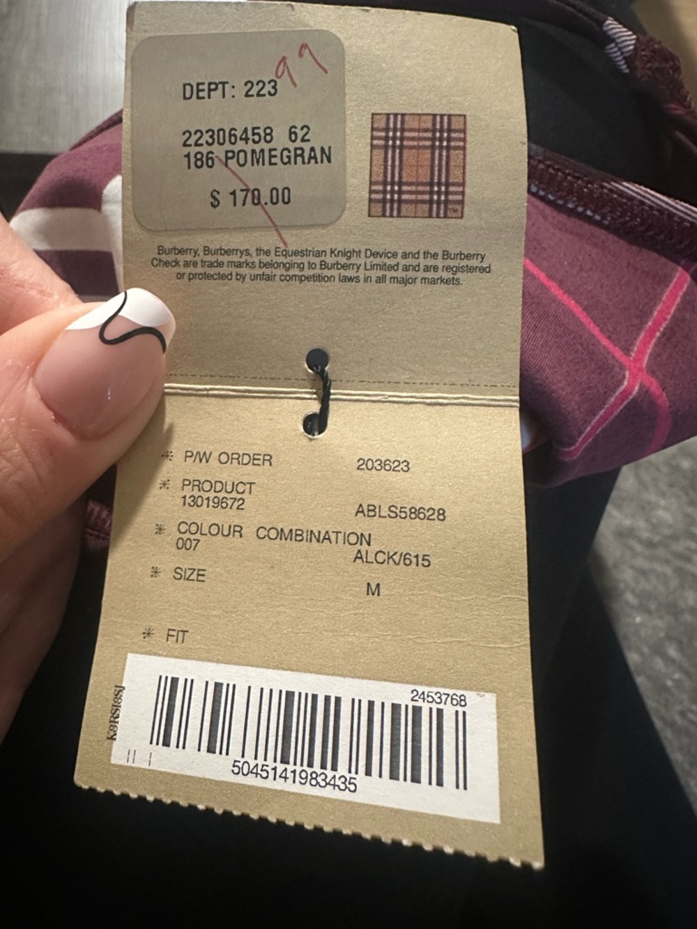 Burberry check burgundy bikini bottom m - Picture 4 of 8
